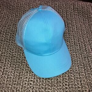 Women’s Light Blue Baseball Cap with Ponytail Opening